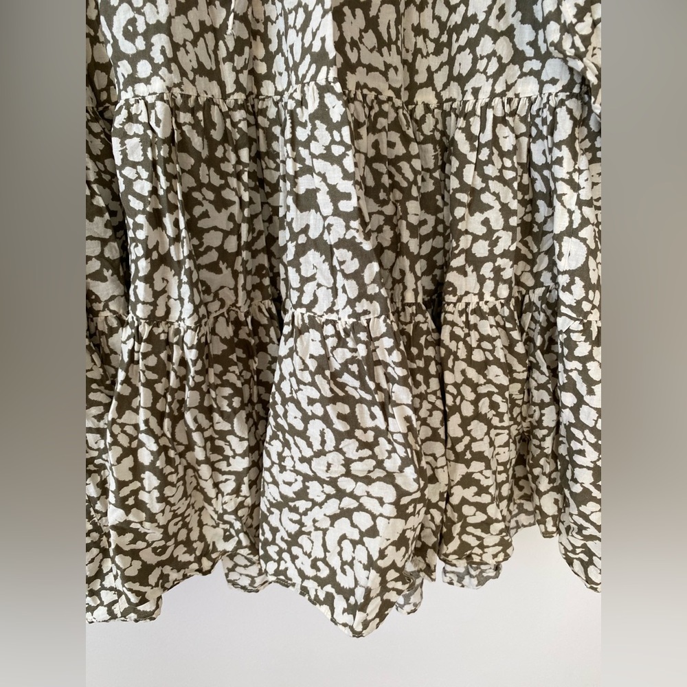 H&M hm Tiered Patterned Wide-cut V neck Tunic Mini Dress Cotton Cover Up XS NWT - Picture 15 of 16
